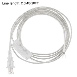 RTNLIT 8FT Lamp Cord with On/Off Button Switch and Polarized Plug, Stripped Ends Ready for Wiring, 18AWG SPT-2 Replacement Power Cord, Clear