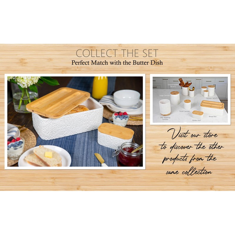 Engraved Ceramic Bread Box for Kitchen Countertop - Multipurpose Bread