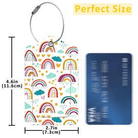 EOBKLAX 2 Pack Luggage Tag for Suitcase,Scandinavian Rainbow PU Leather Suitcase Tags Identifiers with Privacy Name Address Labels and Durable Steel Loop for Women Men Travel