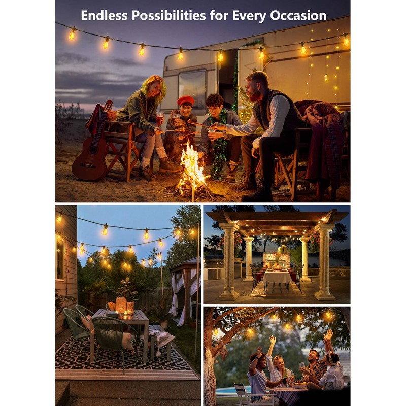 Brightown 190FT Outdoor String Lights for Patio with 62 Shatterproof