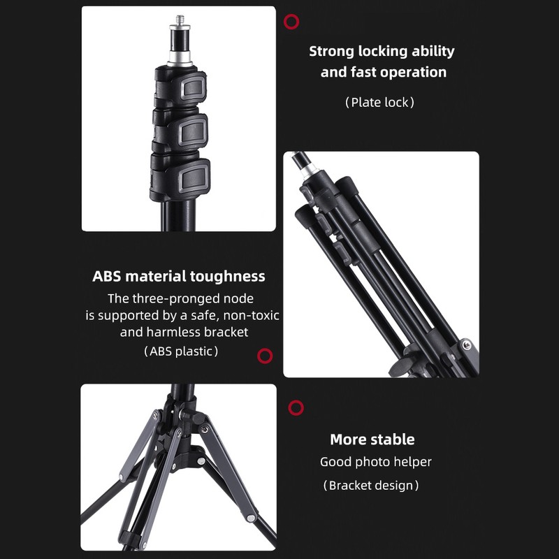 189cm/74.4in Adjustable Tripod Stand Video Light Stand Aluminum Alloy Material