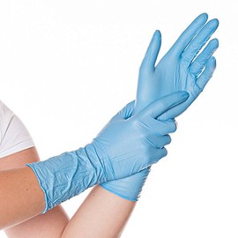 FRANZ MENSCH Safe Long Nitrile Gloves Blue M 30 cm Powder-Free