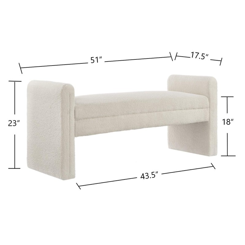 24KF Modern Boucle Teddy Lovely Bench, Upholstered Bed Bench Entryway