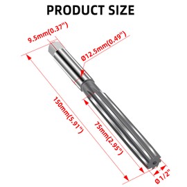 Aopin - Escariador manual de acero de aleación de 1/2 pulgadas (H8), escariador de metal con ranura recta, adecuado para expandir agujeros, quitar rebabas y mejorar la precisión de los agujeros