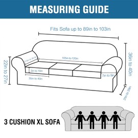 H.VERSAILTEX 4 Piece Stretch Sofa Covers for 3 Cushion Couch Covers for Living Room Furniture Slipcovers (Base Cover Plus 3 Seat Cushion Covers) Upgraded Thicker Jacquard Fabric (XL Sofa, Deep Teal)