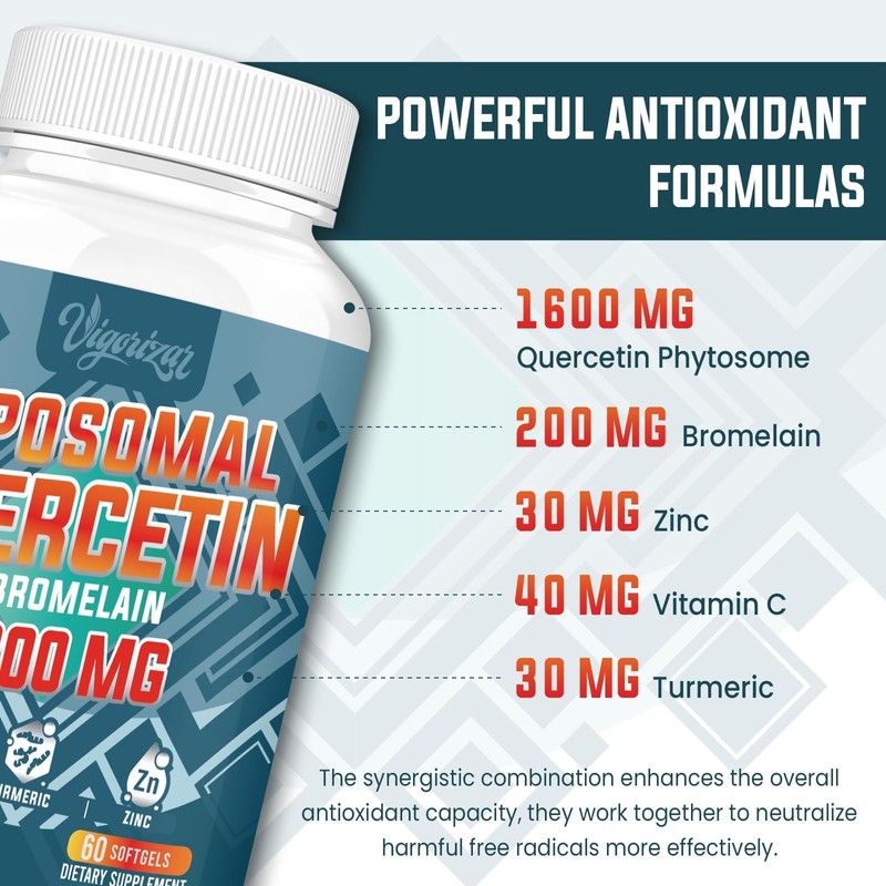 Liposomal Quercetin Phytosome, Quercetin with Bromelain, Zinc & Vitamin C,