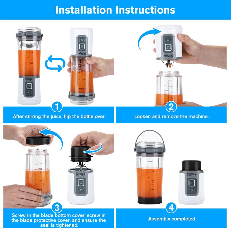 Blade Cover and Vessel Cap for Ninja Blast Portable Blender