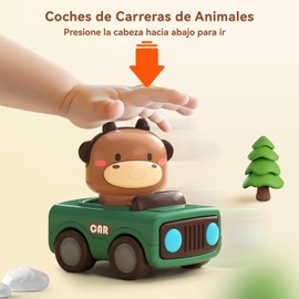 HBKUUY 4 Piezas De Press and Go Juguetes De Coches,Juego De Coches De Carreras De Animales, Adecuado para Regalos De Cumpleaños Infantiles