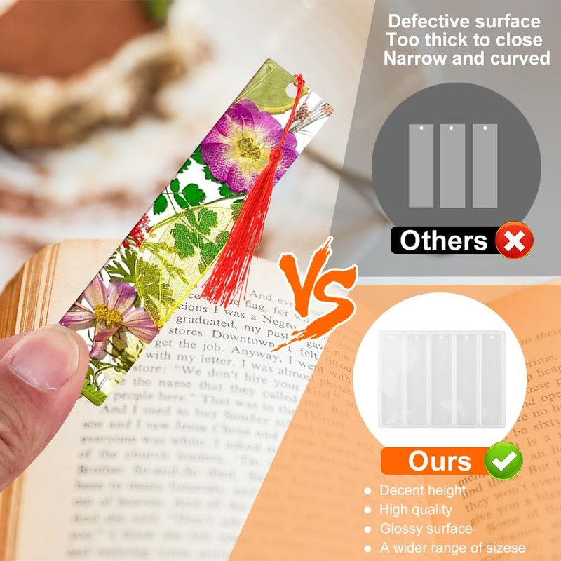 3Pcs Bookmark Resin Mold Set,Silicone Bookmark Molds Kit with 20pcs