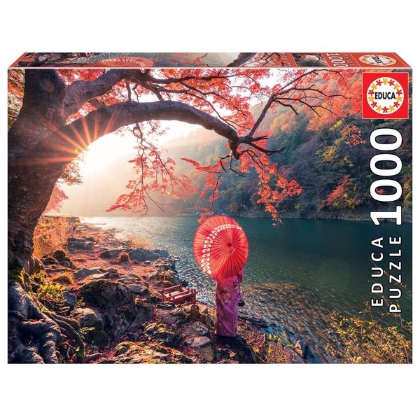 Educa - Sunrise in Katsura River - 1000 Piece Jigsaw Puzzle - Puzzle Glue Included - Completed Image Measures 26.8" x 18.9" - Ages 14+ (18455)