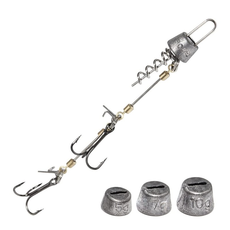 Pack of 3 stinger hooks with leader system (S, M,