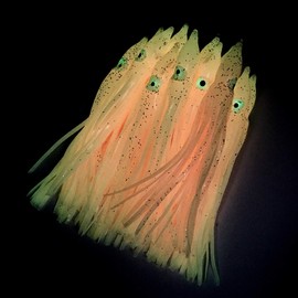 Cheerouters Hoochie Octopus Skirts Trolling Lures Fishing Tackle Soft Plastic Lures Luminous Squid Skirts Saltwater/Bait Lures1.9 '' - 8 ''（22PK） (1.9in/22Pack, Pink/Luminous)