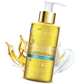 Bielenda Argan Face Oil - Essential Face Treatment Effectively Cleans And Removes Makeup Deeply Moisturizes And Smoothes The Skin Anti-Age Effect - Argan Cleansing Face Oil With Hyaluronic Acid - 140 ml