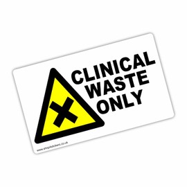 1 x Sticker Clinical Waste Only Recycling Bin Environment Recycle X Logo Sign Waste Hygiene Surgery Doctors Hospital GP Health and Safety Notice Label 125x75mm Landscape CWT