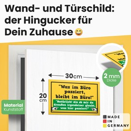 DankeDir! Was im Büro passiert Sign 30 x 20 cm – Party Decoration Party Gift Idea Gift Colleagues Friends Decoration – Birthday Gift Funny Saying Sign Door Sign Wall Decoration