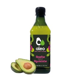 Aceite Vegetal con Aceite de Aguacate 450 G Aleo Cocinar, Saltear, Freír y Hornear - Ideal para Cocinar, Saltear, Freír y Hornear - Sabor Neutro y Alta Estabilidad para Preparaciones Diarias