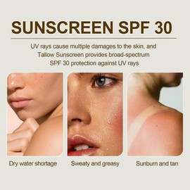 Beef Tallow Sunscreen Balm SPF30 | Natural Sunscreen for Face & Body | Non Greasy Sun Cream Without White Cast | Organic Sun Protection for All Skin Types| Hydrating & Water Resistant | Gentle, 57g