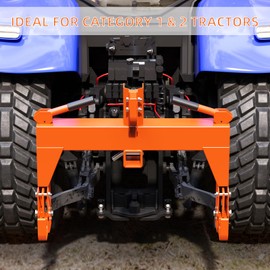 3000 LBS Lifting Capacity Tractor Quick Hitch 3 Point Quick Hitch to Category 1 and 2 Tractors，Between Lower Arms Attachments Quick Hitch with 2 Receivers,Orange
