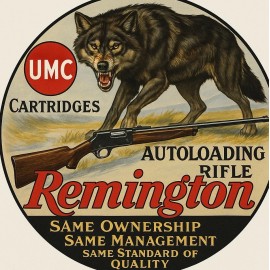 Hi Gloss Remington Umc Wolf Hunting Vintage  Style Metal Sign