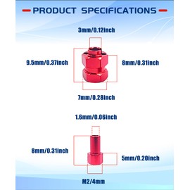 HOPLEX Aluminum Alloy 7mm RC Wheel Hex Hub Spacer with 9.5mm Offset Extension 4Pcs Hex Drive Adapter for AXIAL SCX24 Upgrades Accessories 1/24 RC Crawler Car (Red)¡­