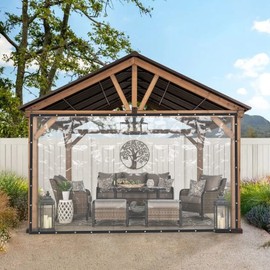 Cbhfmljd 8*20FT Outdoor Clear Tarp Curtain, Transparent Tarps Heavy Duty Waterproof Commercial Grade Pvc Clear Awning Canopy Patio Roll Up Enclosure Tarpaulin Cloth For Campsites, Canopies, Pergolas