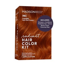 Kit de coloración para cabello radiante, rojo cobrizo claro para cubrir 100% las canas, sin amoníaco, 7RC Carrara Crimson, tinte permanente para cabello, paquete de 1