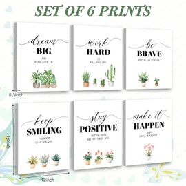 Coume 6 Pack Art Acoustic Panels 12" x 16" Inspirational Self Adhesive Soundproof Wall Panels Motivational Decorative Sound Absorbing Studio Acoustic Treatment Home Decorations(Plant Style)