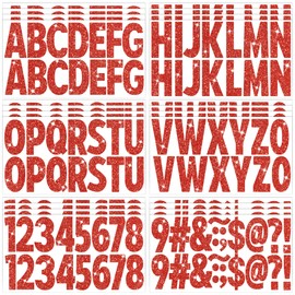 376 Pcs 24 Sheets Large Letter Stickers Glitter Big Font Alphabet Number Self Adhesive Vinyl Stick on Letters Sticker for Mailbox Crafts Poster Bulletin Boards Classroom Home Decor (Red, 2.5 Inch)