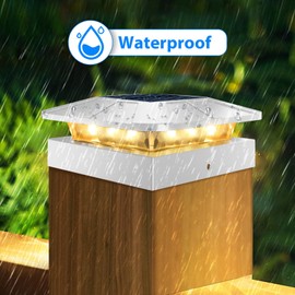 Peasur 4x4 Solar Post Cap Lights Outdoor with 3 Modes, 12 Packs White Fence Light Solar Powered Waterproof for Wood/Vinyl Posts for Deck Yard Garden Patio Outside