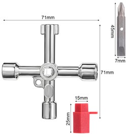 HJZHII 4 Way Water Key with Slotted and Phillips Screwdrivers, Steel Utility Key Faucet Wrench Multi-functional Water Key Sillcock Wrench for Valve Faucet Spigots