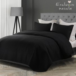 Exclusivo Mezcla Ultrasonic 2 Piece Twin Size Quilt Set with Pillow Sham, Lightweight Bedspread/Coverlet/Bed Cover - (Black, 68"x 88")