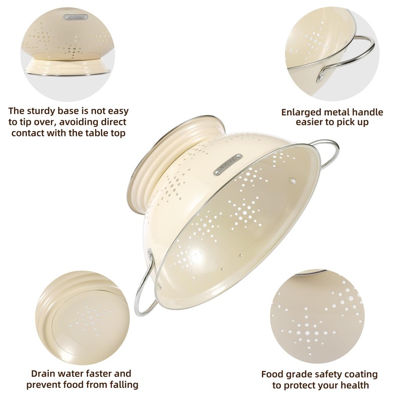 Metal Colander 2 Pack, Strainer Bowel with Handles 2Qt &