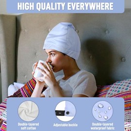 Tuiskusa- Compresa de aceite de ricino para la cabeza, gorro orgánico reutilizable para mujer para cabello fino, kit de compresas de aceite de ricino 