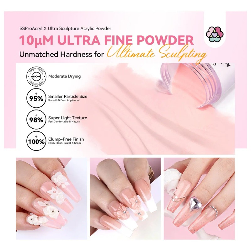 Saviland Polvo Acrílico Rosa 30g, Uñas Acrílicas, Keratina