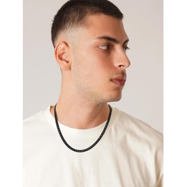 U7 Chains for Men, Women Black Cuban Chain 20 Inch Stainless Steel Curb Necklace