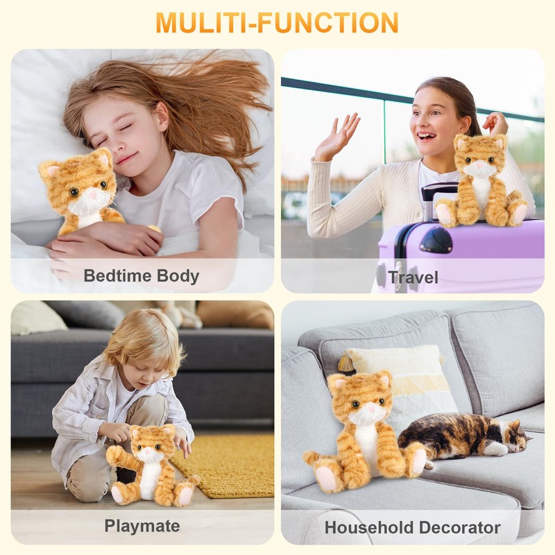 SuzziPals Heatable & Coolable Orange Cat Stuffed Animal, Cat Heating