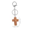 SAFIGLE 3pcs Cross Keychain Charm Wooden Cross Pendant Bag Accessory