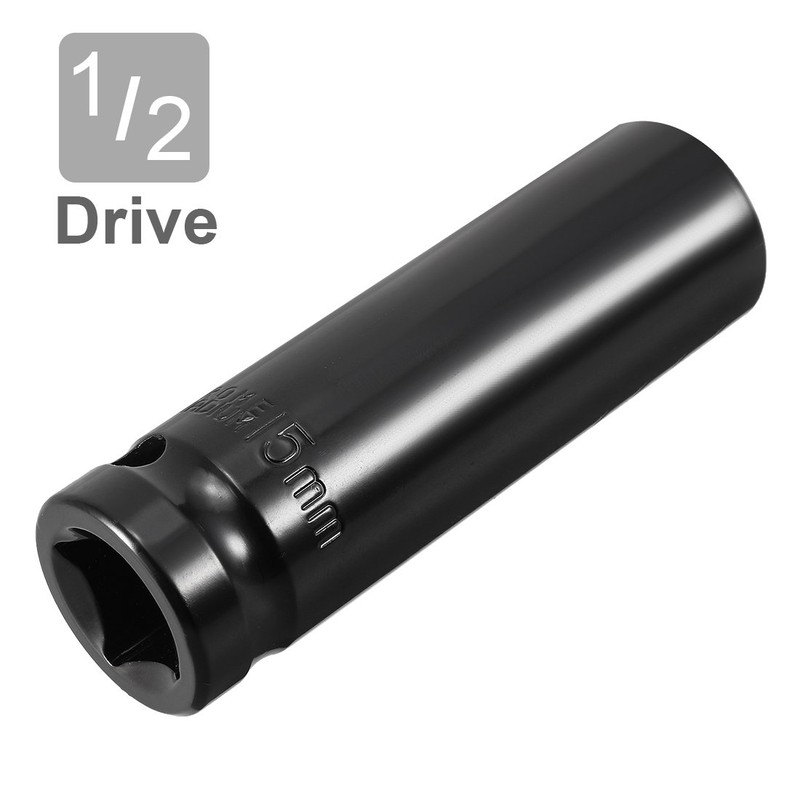 Sourcingmap 1/2" Drive by 15mm Deep Impact Socket, Heat-Treated CR-V