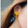 Trendy Asymmetrical Acrylic Earrings - 925 Silver Needle, Transparent Floral