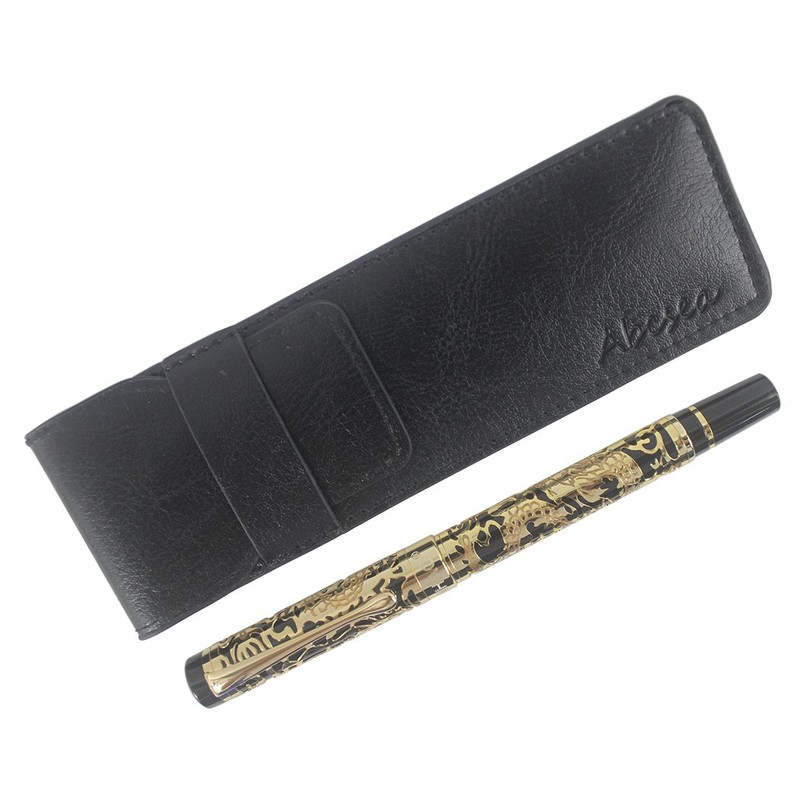 Abcsea Golden Chinese Dragon Embossed Rollerball Pen - Black