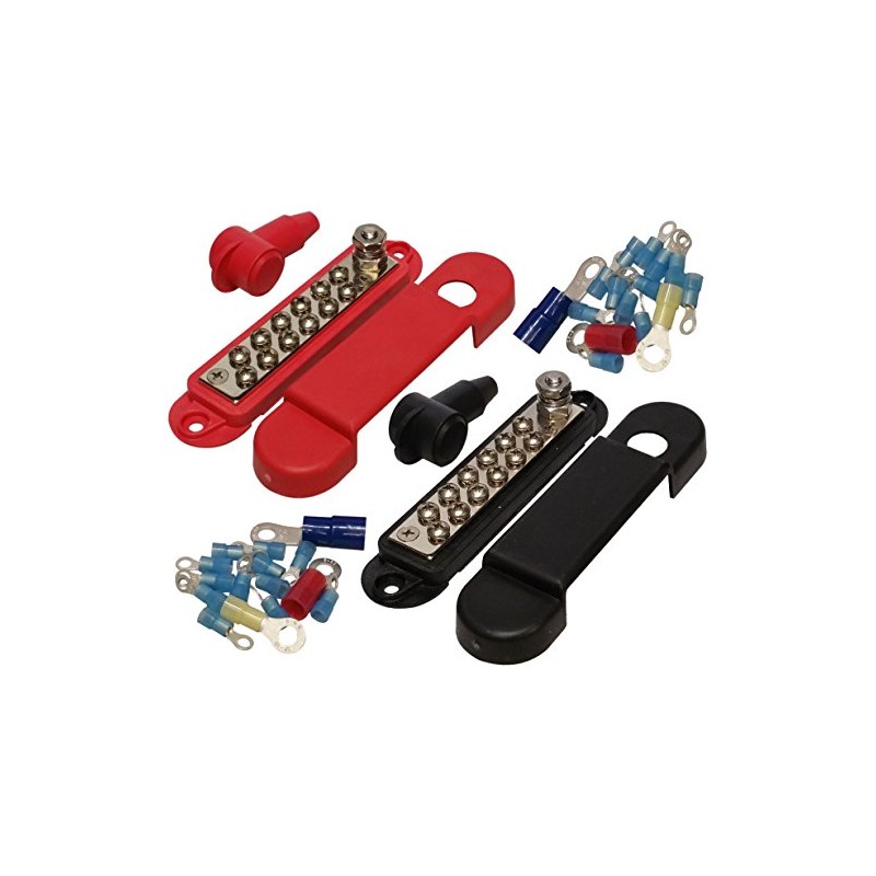 (Pair - Red & Black) 12 Terminal Distribution Block -BUSBARS-