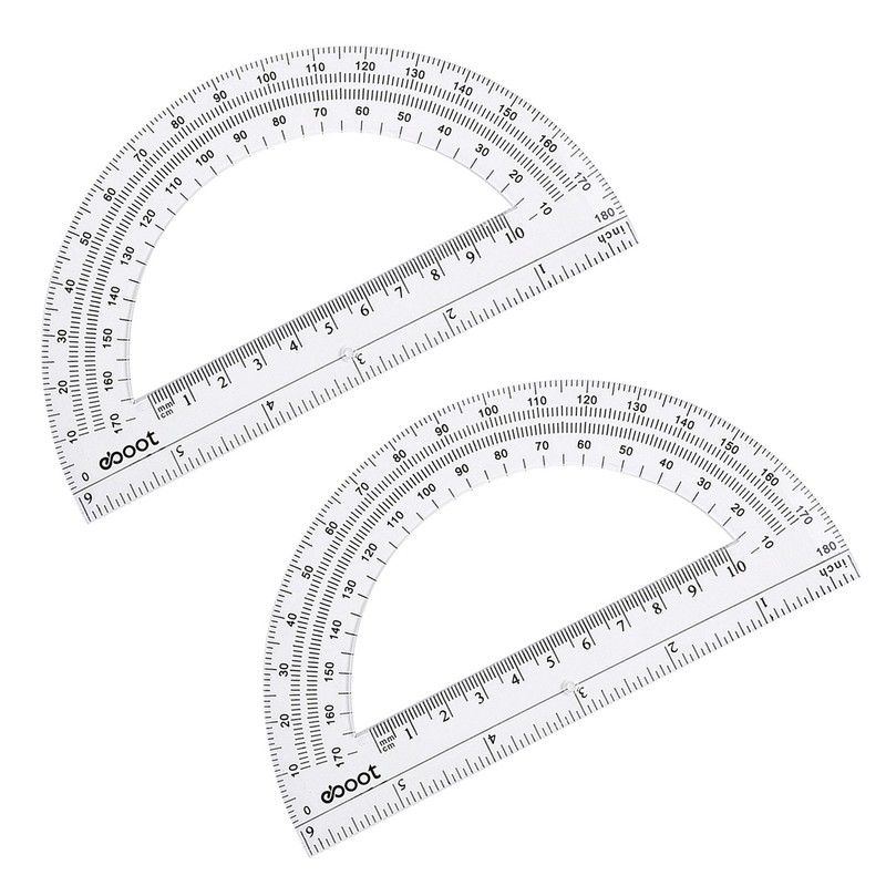 EBOOT Plastic Protractor Math Protractors 180 Degrees, 6 Inch, Pack