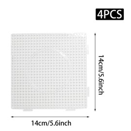 Yinluluna 4Pcs 5mm Fuse Bead Boards, Large Square Plastic Clear Beads Pegboards for DIY Craft Beads