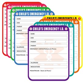 Infant I.C.E. in Case of Emergency Car Safety Seat Sticker Emergency Contact Labels 4 x 3 inch Child Emergency I.D. Medical Information Alert Attachment Tag Labels for Child Car Seat 32 Pcs