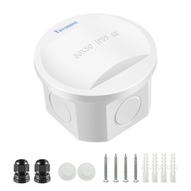 Tavonuxt Waterproof Electrical Junction Box (D3.1 x H2) with 4 Reserved Holes for Electronics - Sturdy ABS Plastic IP55 Dustproof Project Enclosure - White, (D80 x H50 mm)