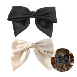 Visxcnu Pack of 2 Women's Hair Bows Large Bow Hair Clip French Hair Clips Girls Hair Clips French Hair Clips Girls Hair Clips (Black + White)