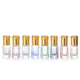 8Packs Portable Octagonal Clear Glass Bottles Multicolored Glass Roller Bottles Colorful Essential Oil Roll-on Bottle with Stainless Steel Roller Ball and Golden Caps for Travel Container Vials 6ml