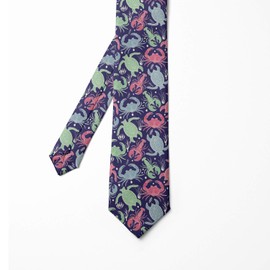 Ambesonne Necktie, Colorful Sea Animals, 3.7", Green Navy