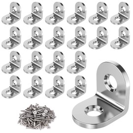 VOCIBO® Angle Connectors, Metal Angle 90 Degrees, 20 x 20 mm, Stainless Steel, Small Angle with Screw for Mounting Angle Bracket, Furniture, Table, Chair, Bookshelf, Pack of 20