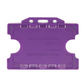 ALG ID Cards® Purple Double Sided/Dual Sided Rigid Purple ID Identity Card Pass Badge Holder for Neck Lanyard (Landscape/Horizontal) - Made in Britain from Recycled Plastic